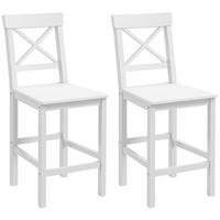 BARHOCKER 2er-Set DE-14738 Landhausstil mit Fußstütze Weiß - Weiß, Holzwerkstoff (46/97.5/41cm) - ComfortXL
