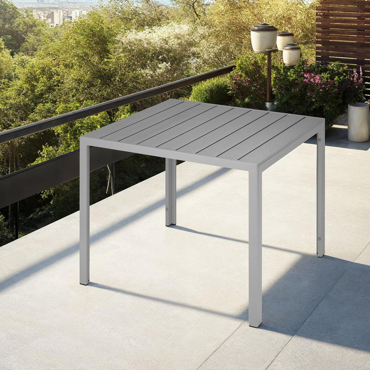 GARTENTISCH Maren,90 x 90 x 74,5 cm,silber - Silberfarben, Metall (90/90/74.5cm) - tectake