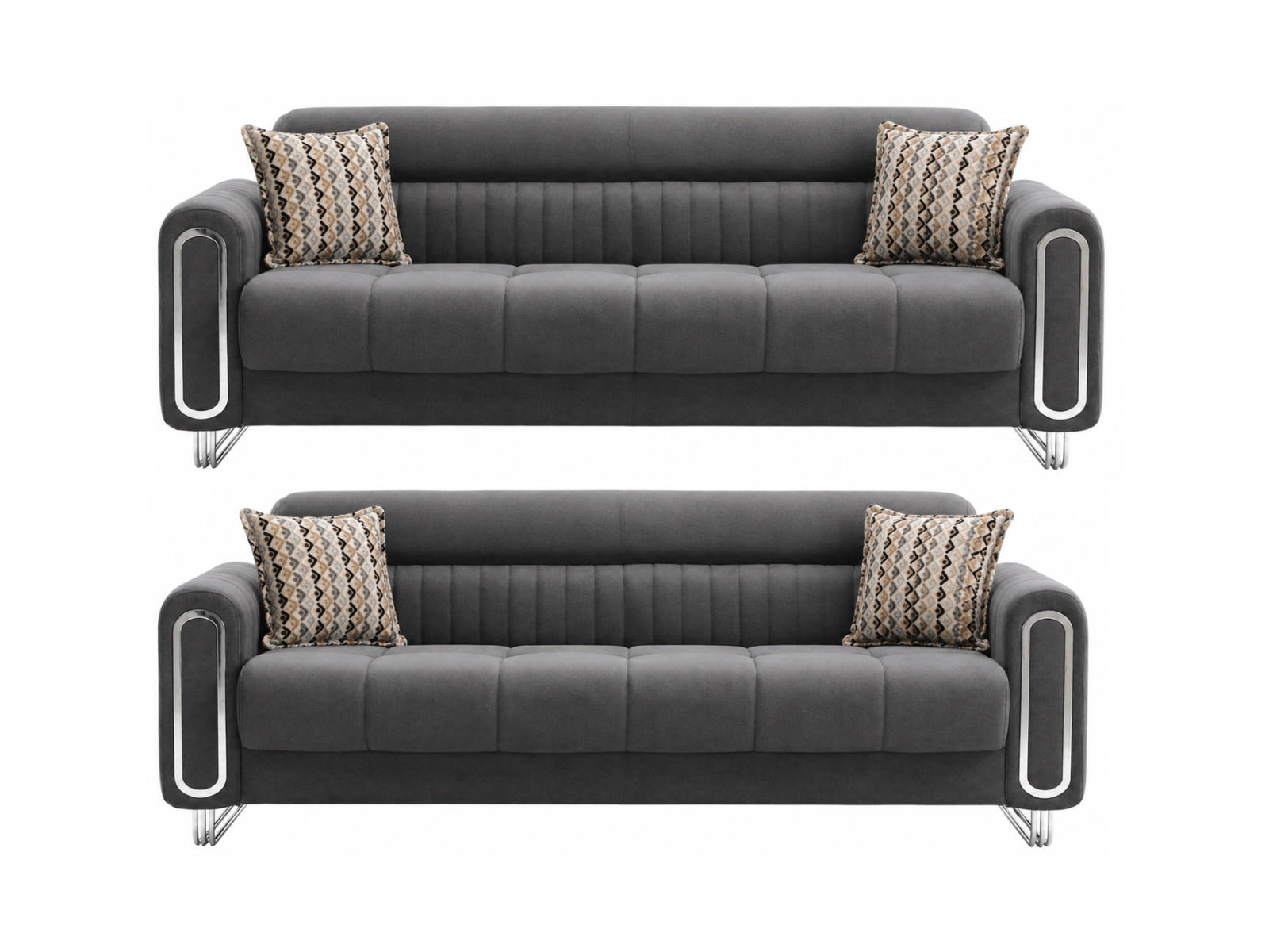 SITZGARNITUR Lima, Dunkelgrau Stellvariante 3+2 - Dunkelgrau, Holzwerkstoff/Metall (243/85/95cm)