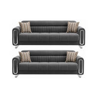 SITZGARNITUR Lima, Dunkelgrau Stellvariante 3+3 - Dunkelgrau, Holzwerkstoff/Metall (243/85/95cm)