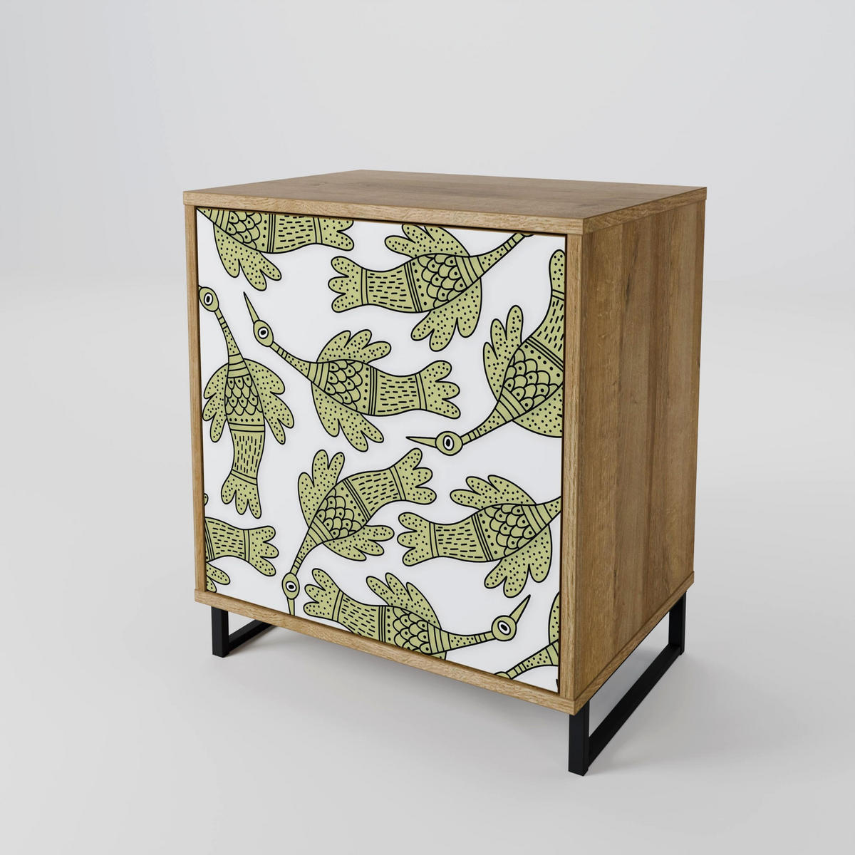 SIDEBOARD SEEDLING SONGBIRD, Eichefarben, 57,5x42x77,5 cm, Schräge Buchenholzfüße - Eichefarben/Buchefarben, Holzwerkstoff/Buchenholz (57.5/77.5/42cm) - SpaceRebels
