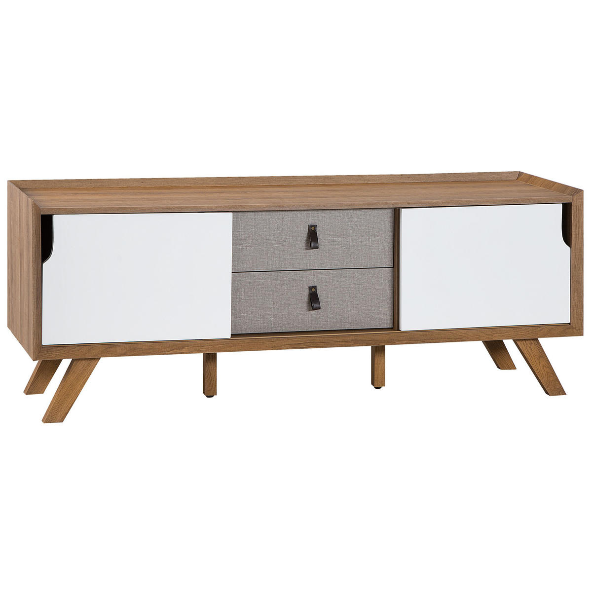 TV-MÖBEL Weiß, Hellbraun, Braun ACTON 42/147/56 cm - Weiß, Holzwerkstoff (147/56/42cm) - Beliani