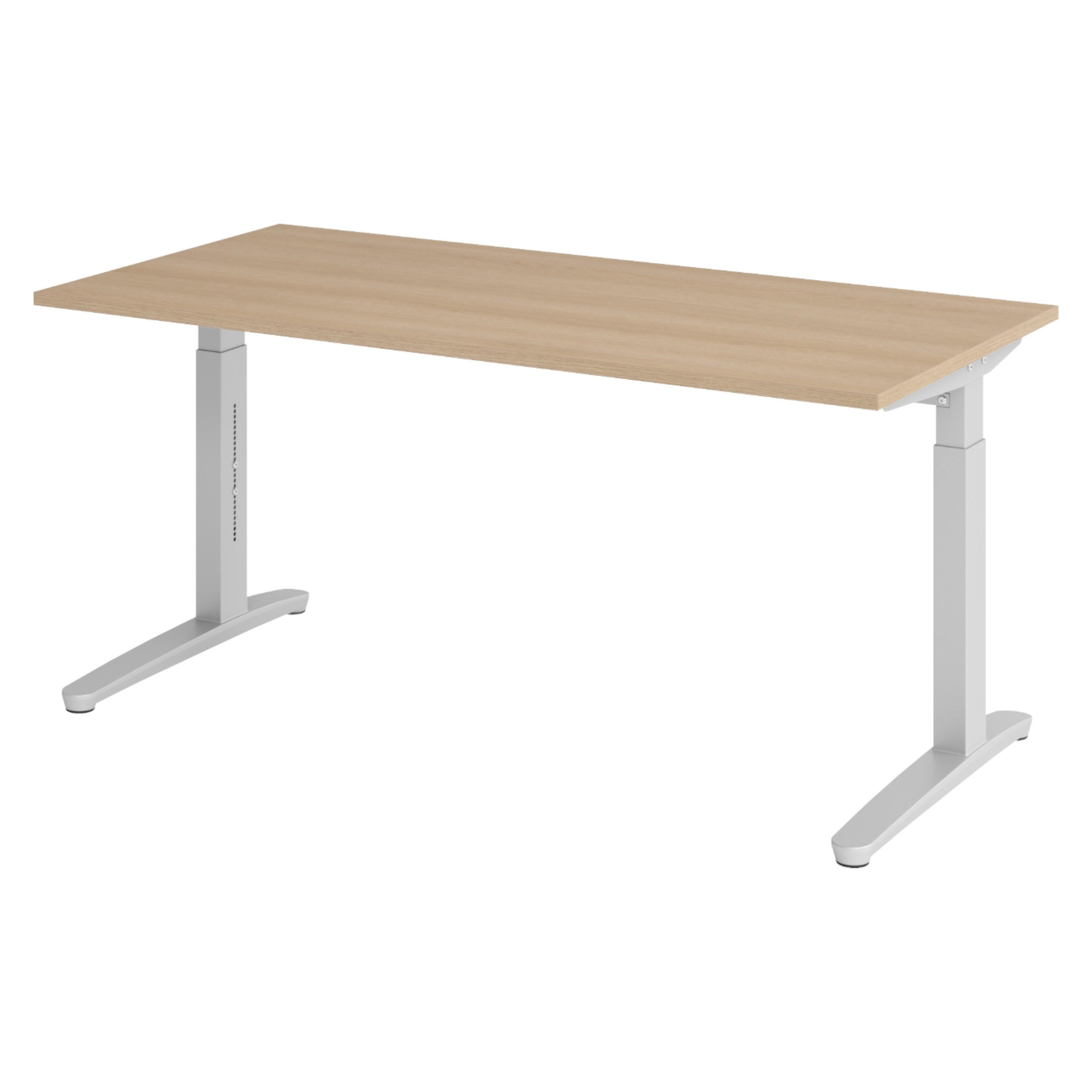 SCHREIBTISCH Serie-XB 80/160/74 cm in Eichefarben/Silberfarben - Eichefarben/Silberfarben, Holzwerkstoff (80/160/74cm) - bümö
