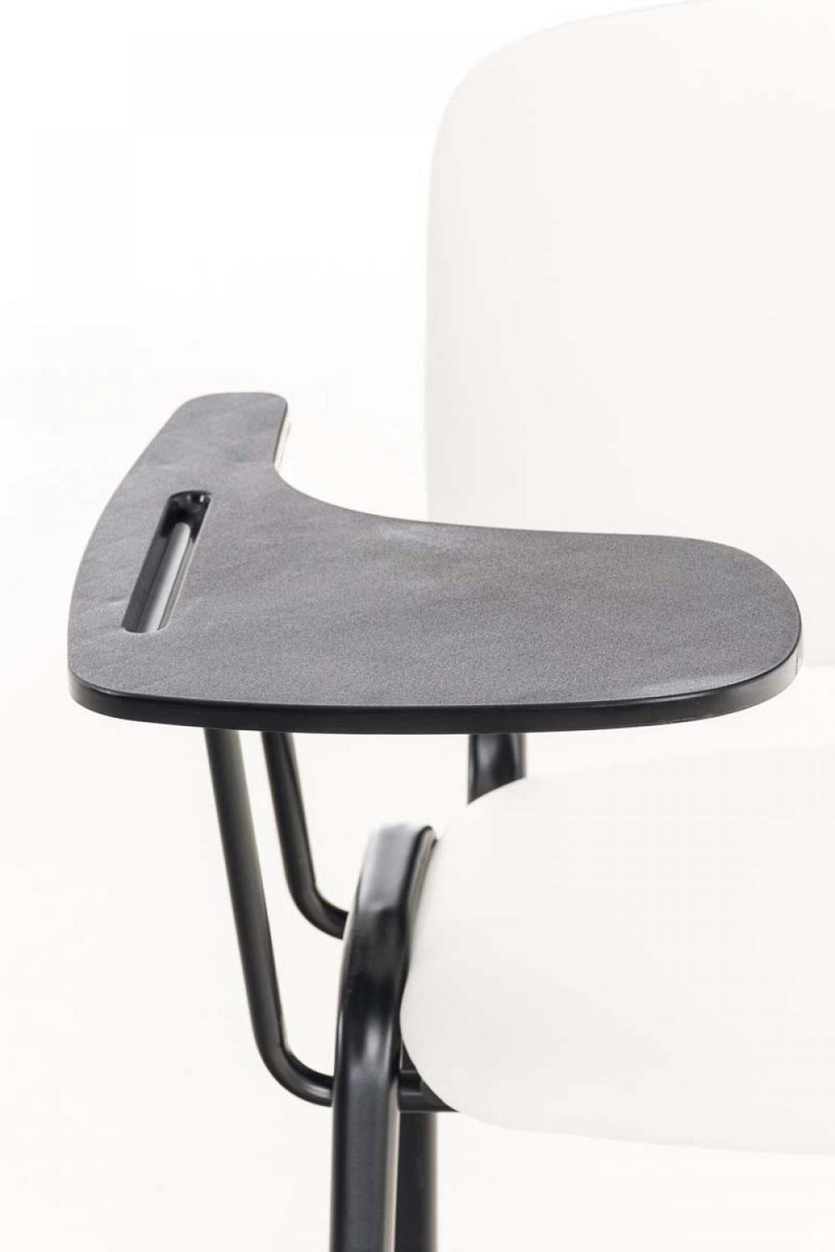 BESUCHERSTUHL Lederlook weiß - Schwarz/Weiß, Textil/Metall (53/81/71cm) - CLP