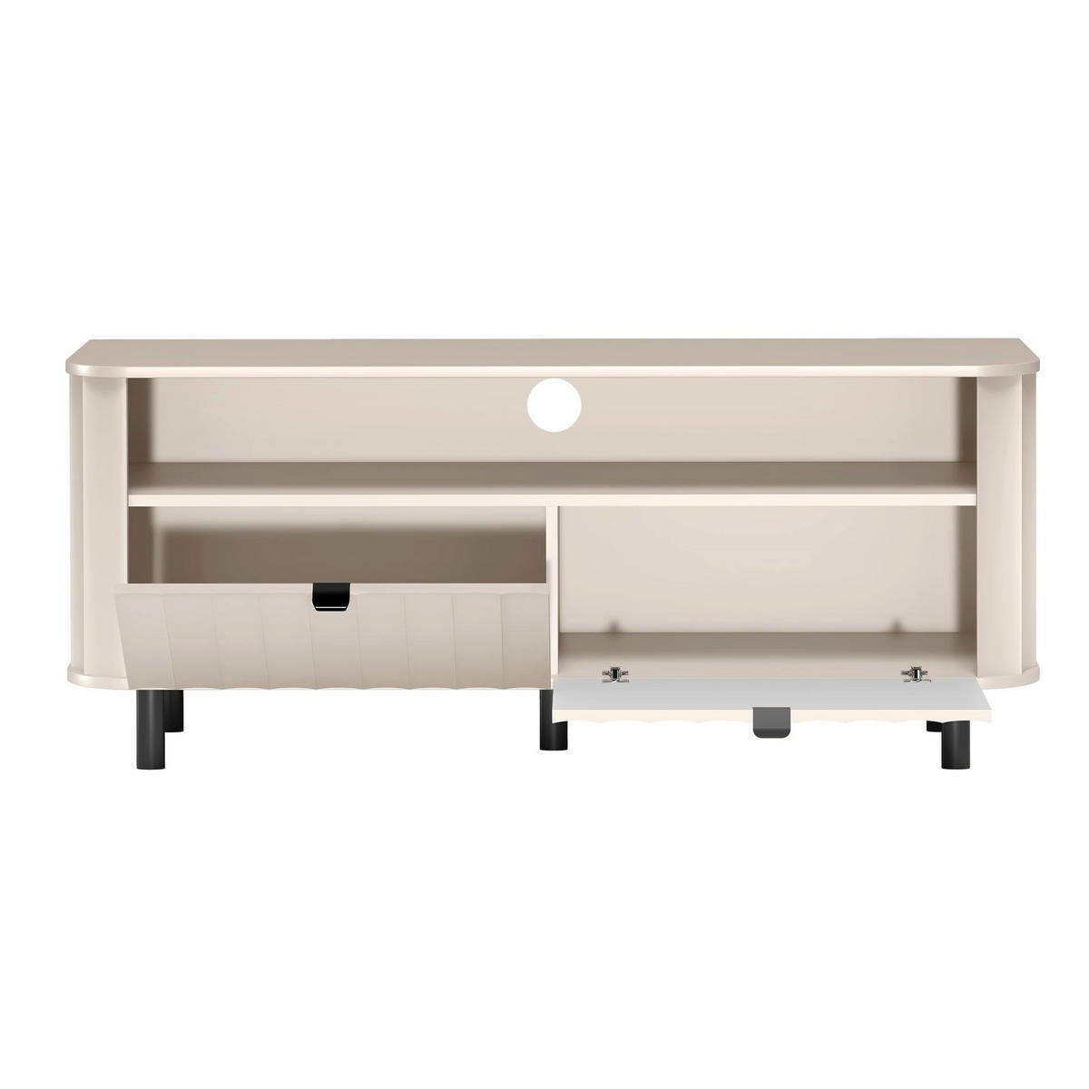 TV stolek Novado kašmírově šedý 137/57/40 cm - černá/šedohnědá, kov/kompozitní dřevo (137/57/40.5cm) - Selsey