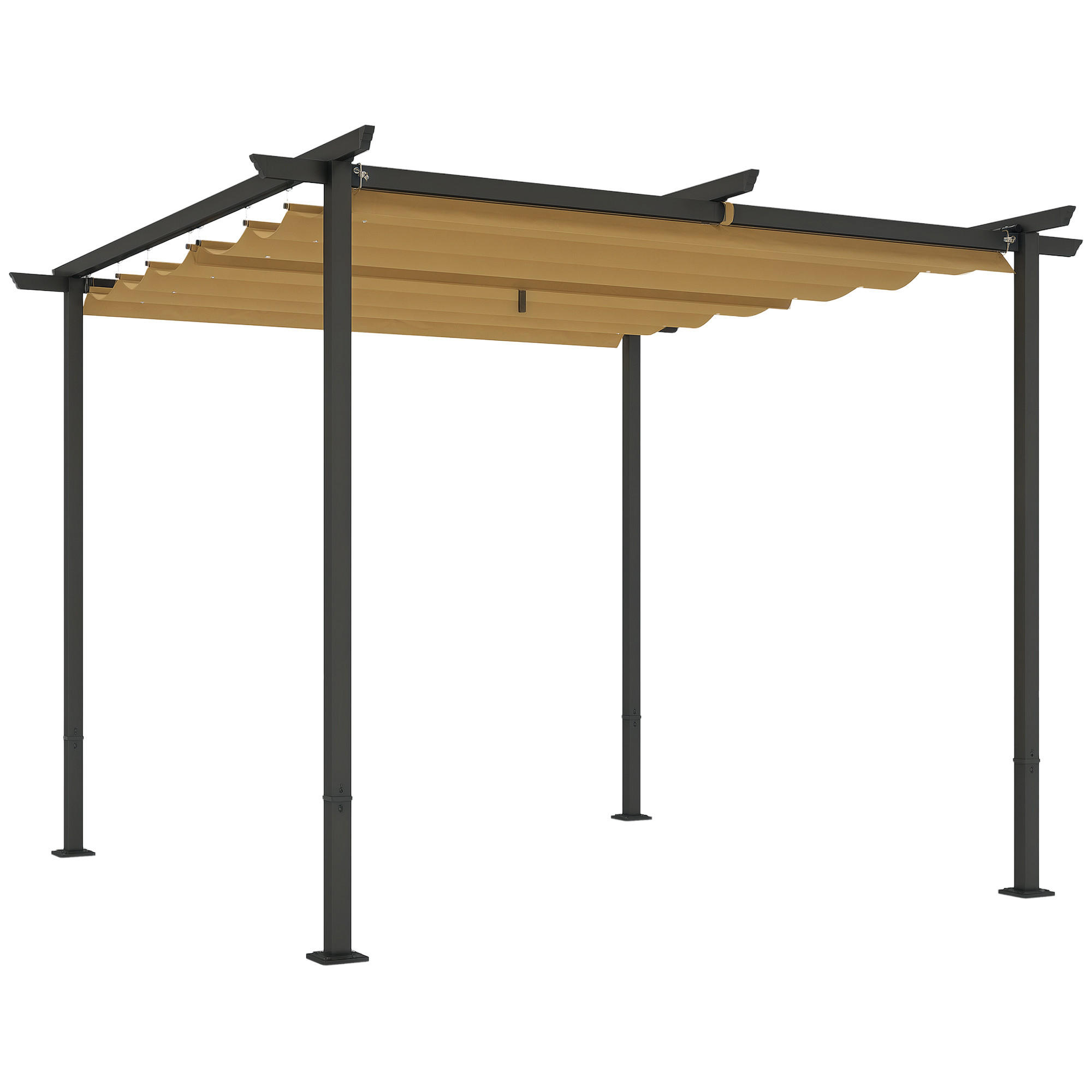 3 x 3 m Garten-Pergola mit verstellbarem Dach, Metallrahmen, UPF30+ Schutz, Sonnendach für Veranda, Terrasse, Beige - Beige, Metall (300/227/300cm)