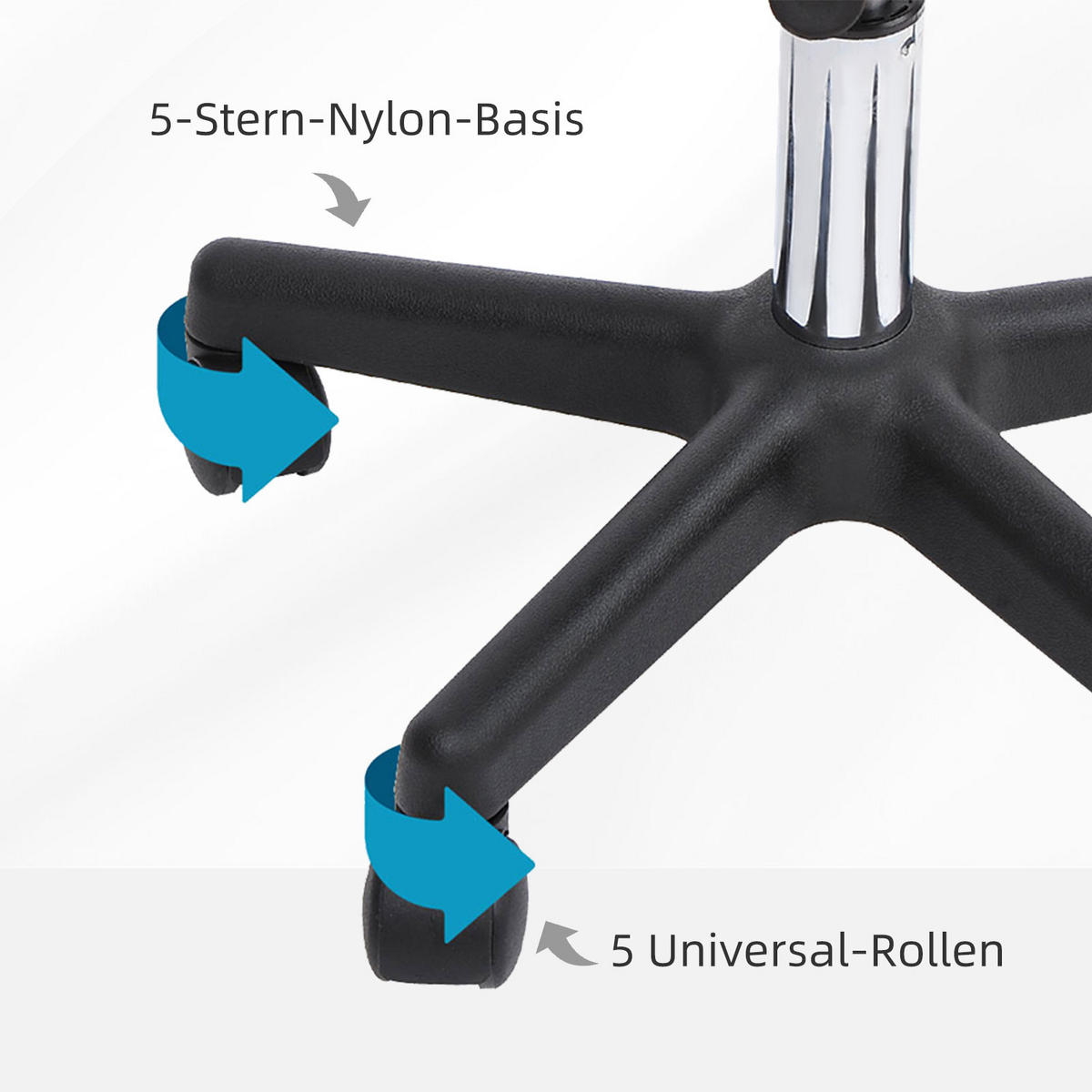 ARBEITSHOCKER höhenverstellbar Rollhocker Drehhocker mit Lehne Rollen Büro Weiß - Weiß, Kunststoff (35/84/35cm) - HOMCOM