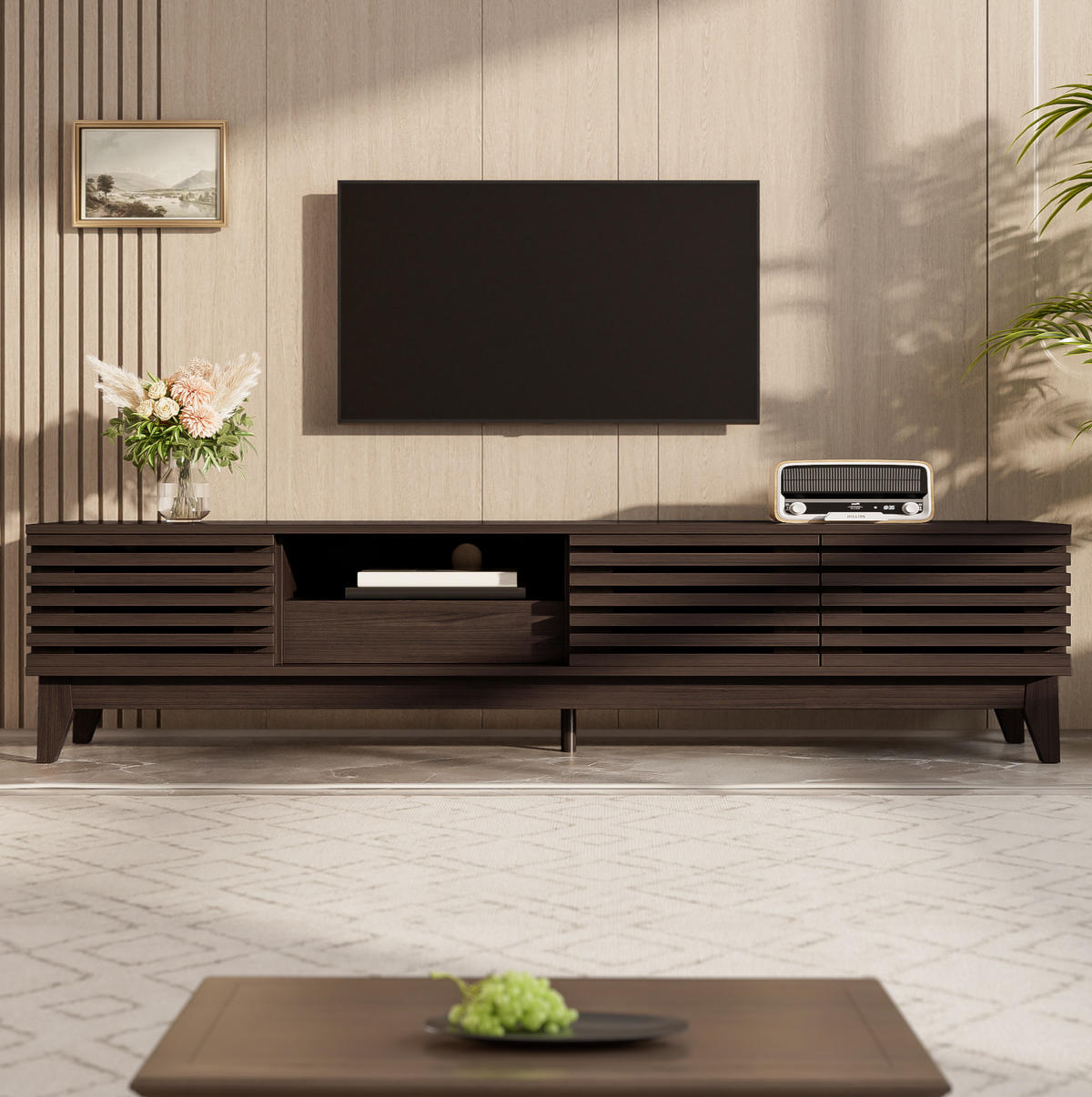 TV-LOWBOARD mit 3 Türen und 1 Schublade 170 cm Holzmaserung - Braun, Holzwerkstoff (35/40/170cm) - Beauniv