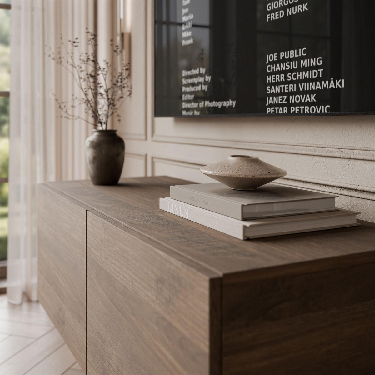 TV-UNIT COLGANTE NUSSBAUM auf Füßen mit LED - Nussbaumfarben, Holzwerkstoff (100/49/40cm) - Lookway