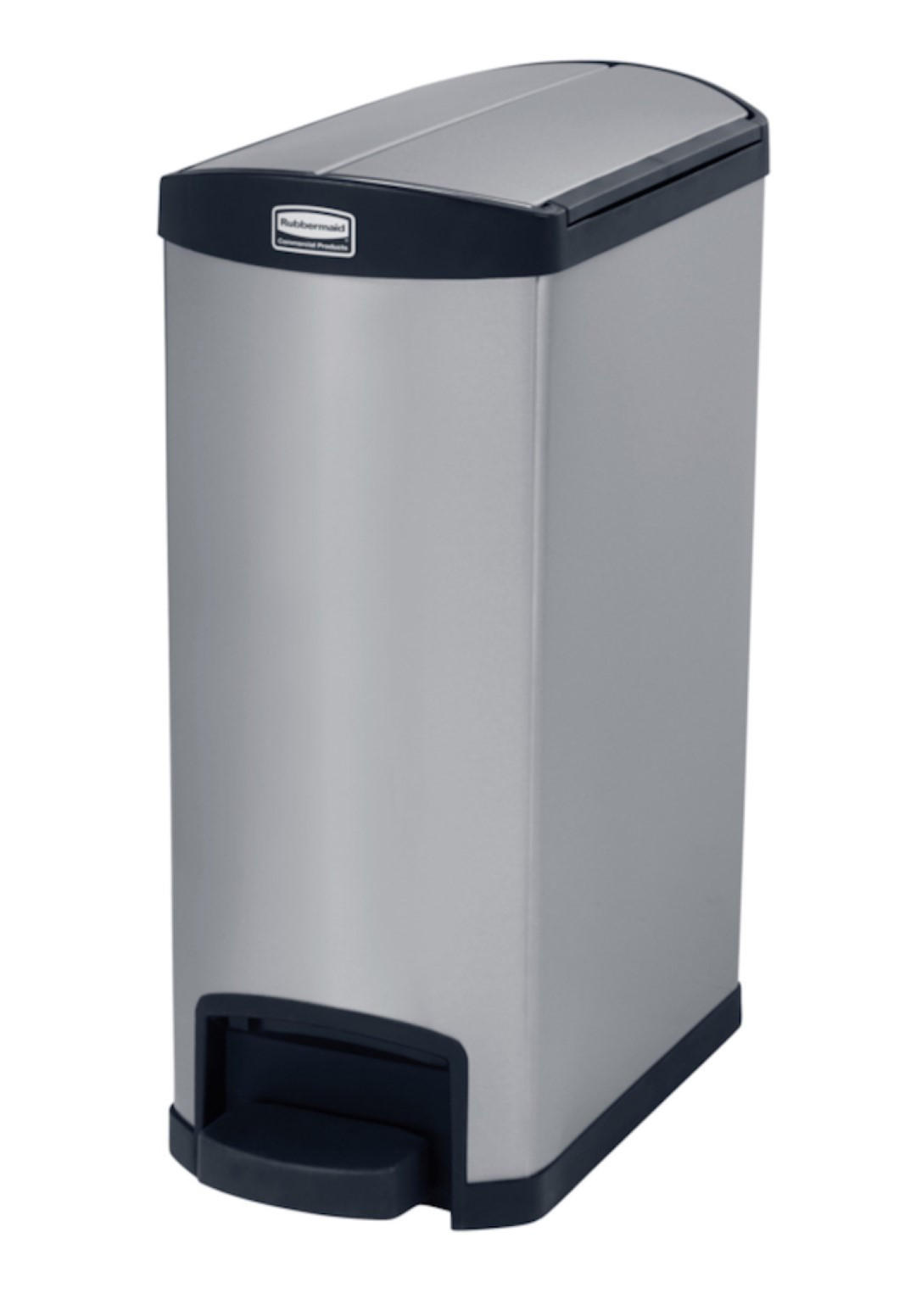 MÜLLEIMER Step On Container End Step Pedal 72,1 x 34,3 x 52,7 cm Polyethylen Silber Mit Schwarzem Akzentstreifen - Silberfarben, Metall (34.3/72.1/52.7cm) - PROREGAL