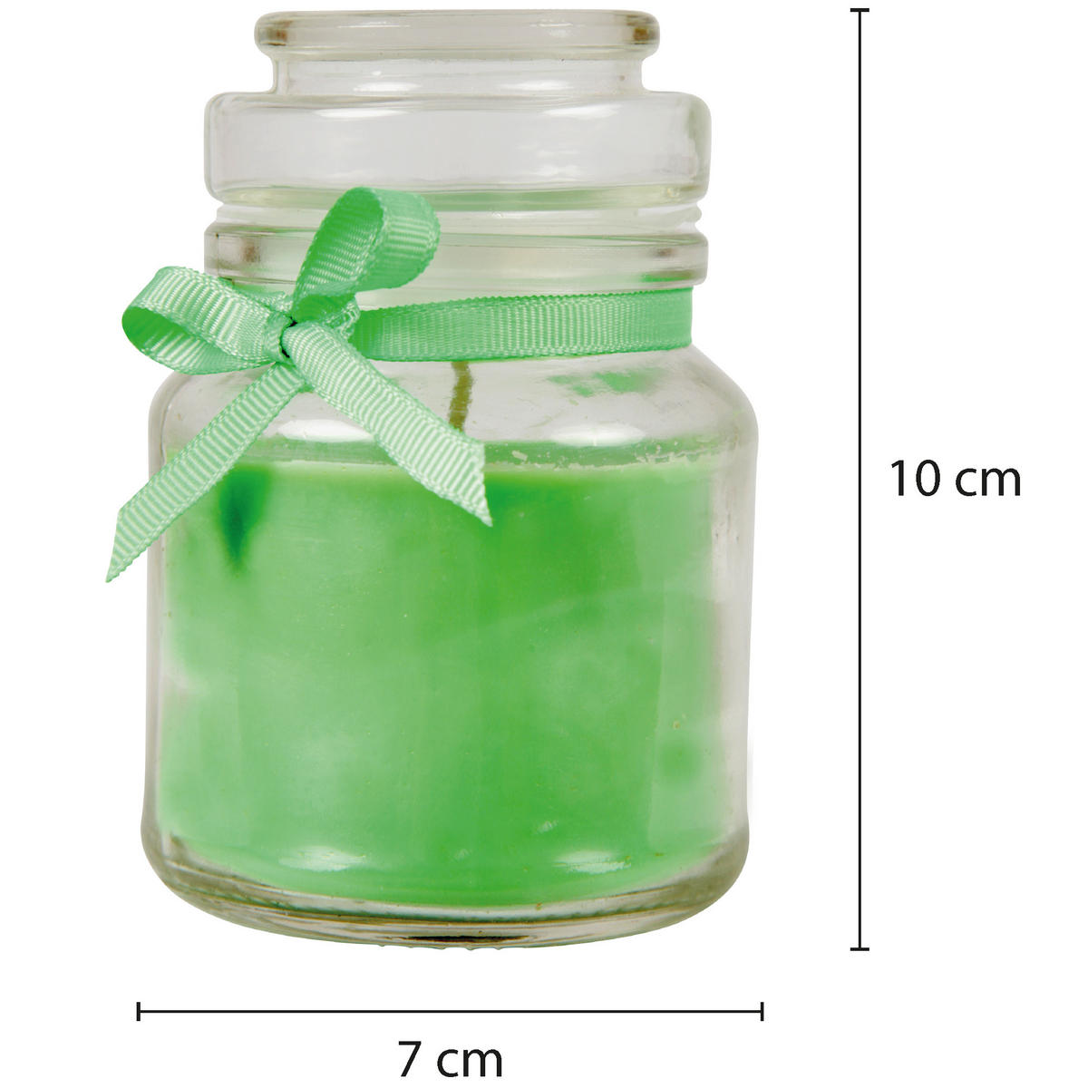 DUFTKERZE im Bonbonglas mit Deckel Kokosnuss & Limette 30h - Grün, Glas (7/10cm)