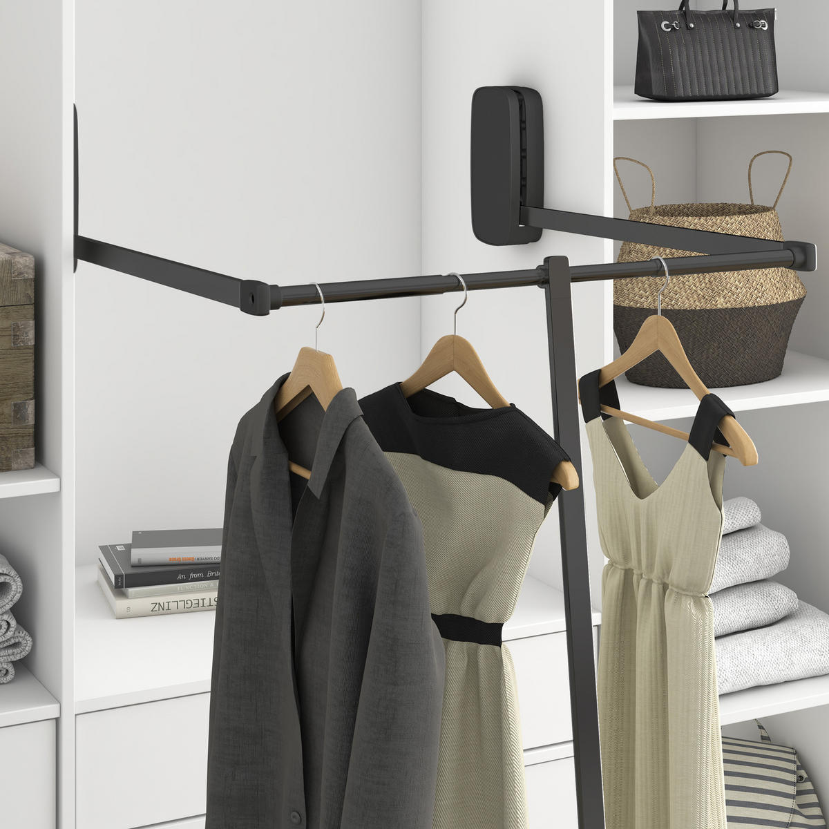 SEITENEINSÄTZE für Sling Side Shelf Hanger Side Panel Set für Sling Garderobenbügel, Kunststoff, Titankunststoff - Titanfarben, Kunststoff (14/5/26cm) - EMUCA