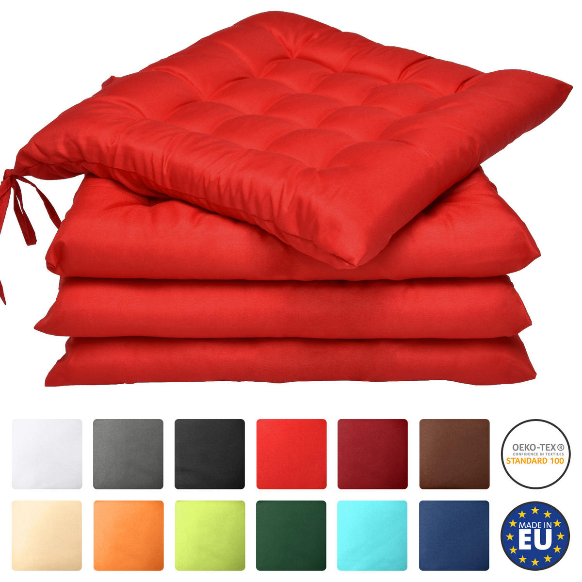STUHLKISSEN Lea 40/40/5 cm Rot 4tlg - Rot, Textil (40/40cm) - Beautissu 