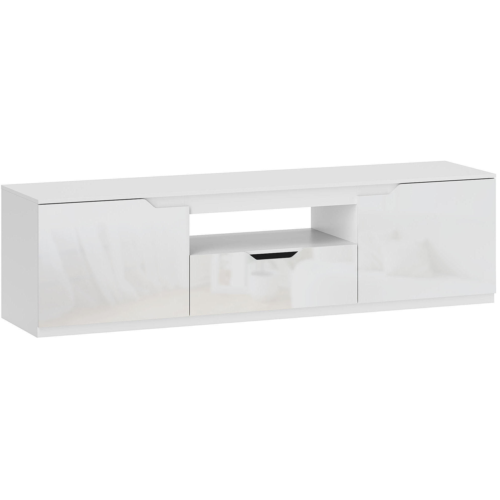 TV-LOWBOARD 160/38/43 cm Weiß aus Holz mit Kabelmanagement - Weiß, Holzwerkstoff (160/43/38cm) - OKWISH