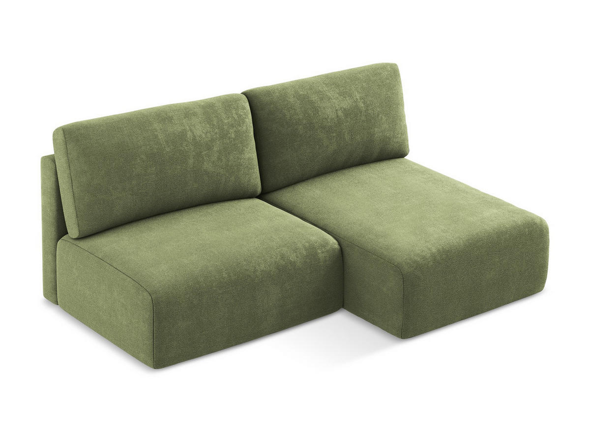 ECKSOFA mit Schlaffunktion rechts Chenille Stoff Grün - Schwarz/Grau, Kunststoff/Textil (210/149cm) - Makamii
