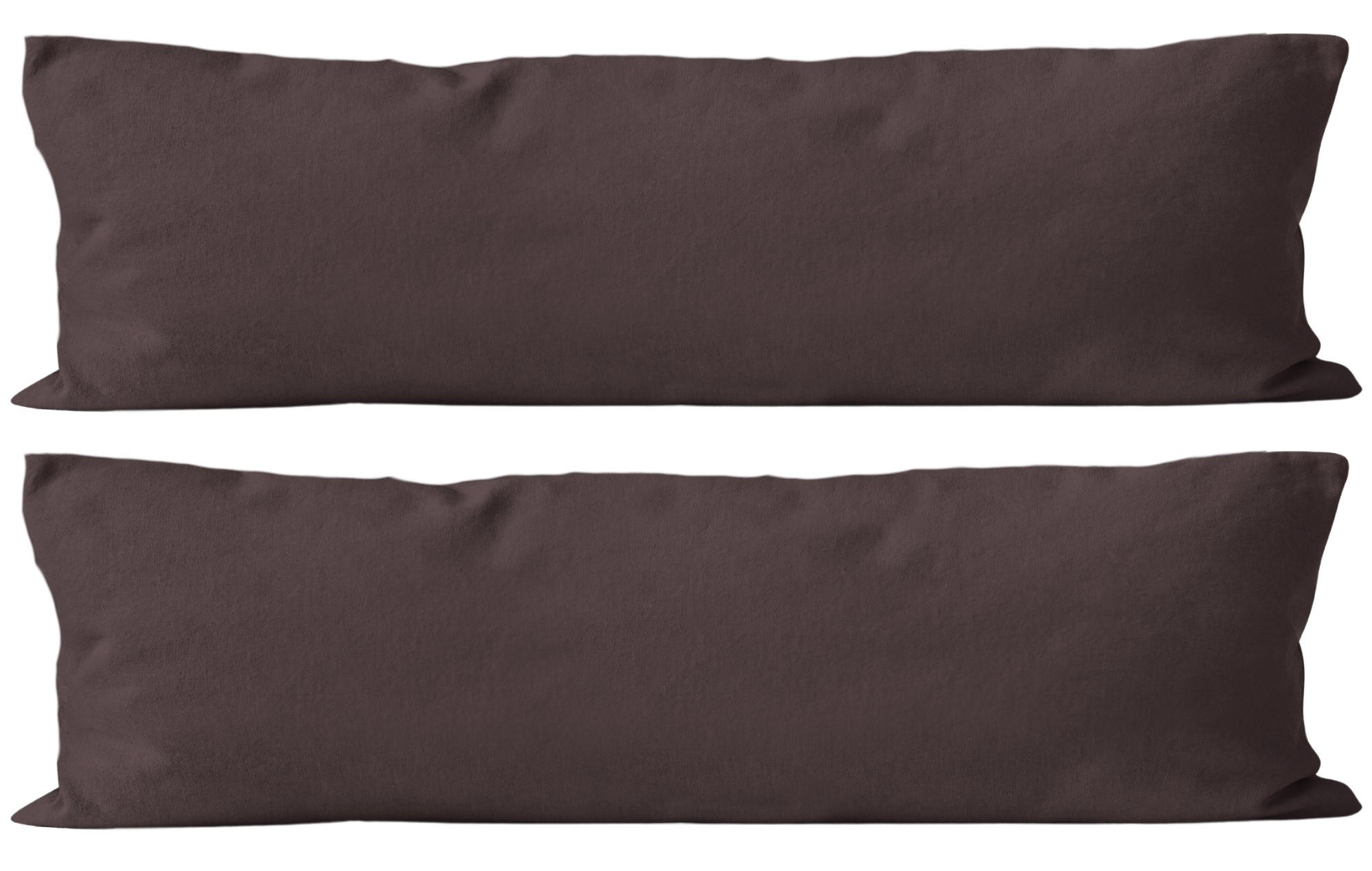 SEITENSCHLÄFERKISSEN-BEZUG 40x145 cm aus 100% Baumwolle, KISSENBEZUG Weiß Uni - Braun, Textil (145/40cm) - Carpe Sonno