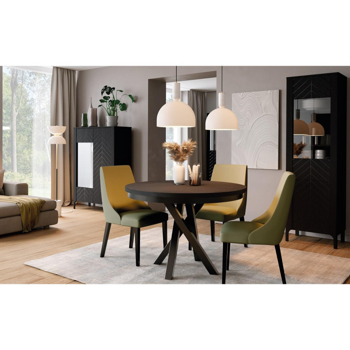 SIDEBOARD Lume mit 3 Schubladen und 2 Türen, schwarz - Schwarz, Holzwerkstoff/Metall (153/95/40.5cm) - Beautysofa