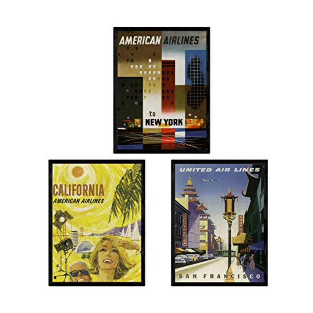 POSTER Set Mit 3 Weinleseblätter Us-Städte A4 Rahmenlos - Klar, Papier (29.7/5/21cm) - Nacnic