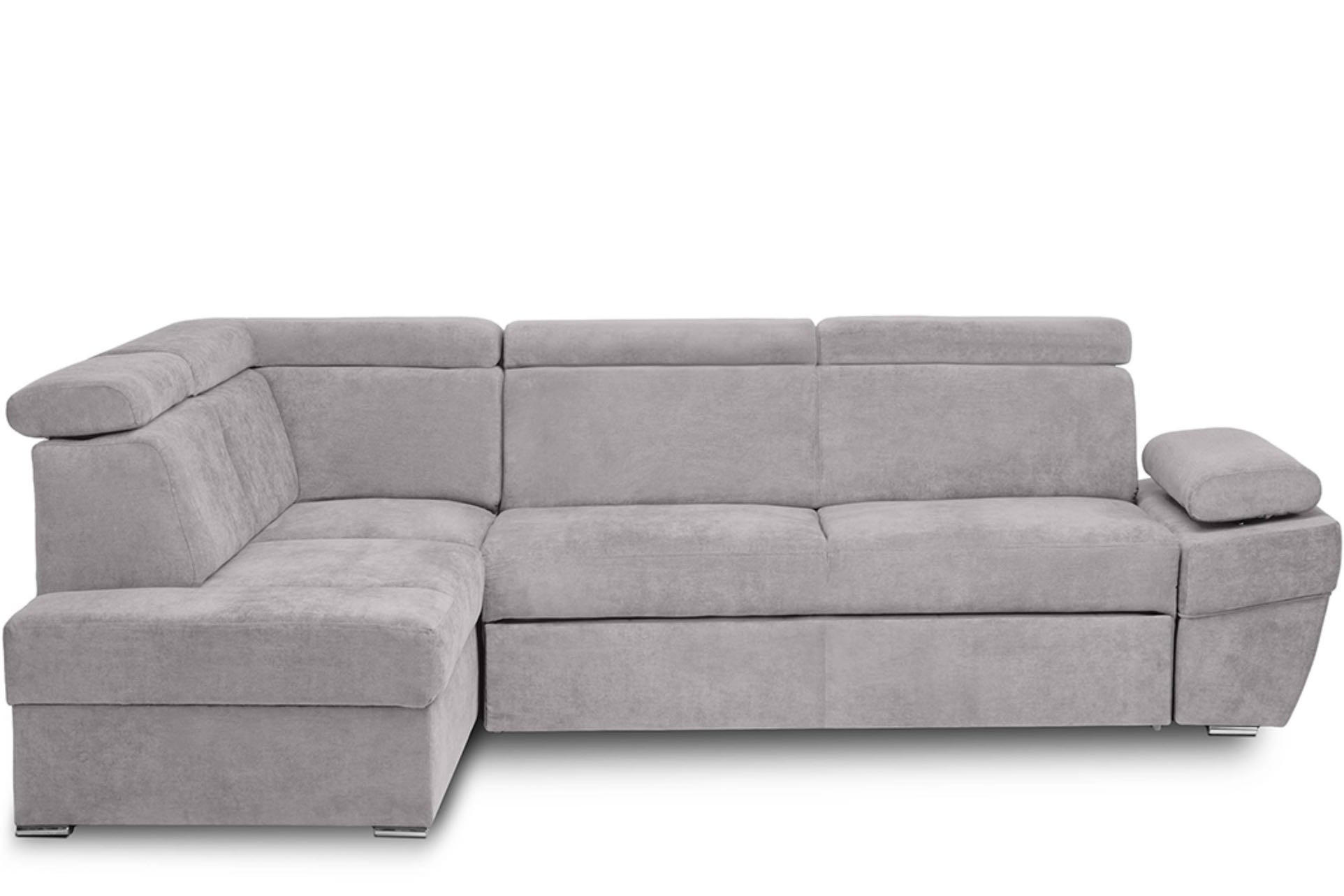 SCHLAFECKSOFA RATLO links 4/5-Sitzer mit Bettkasten, hellgrau - Silberfarben, Textil (270/190cm) - KONSIMO®