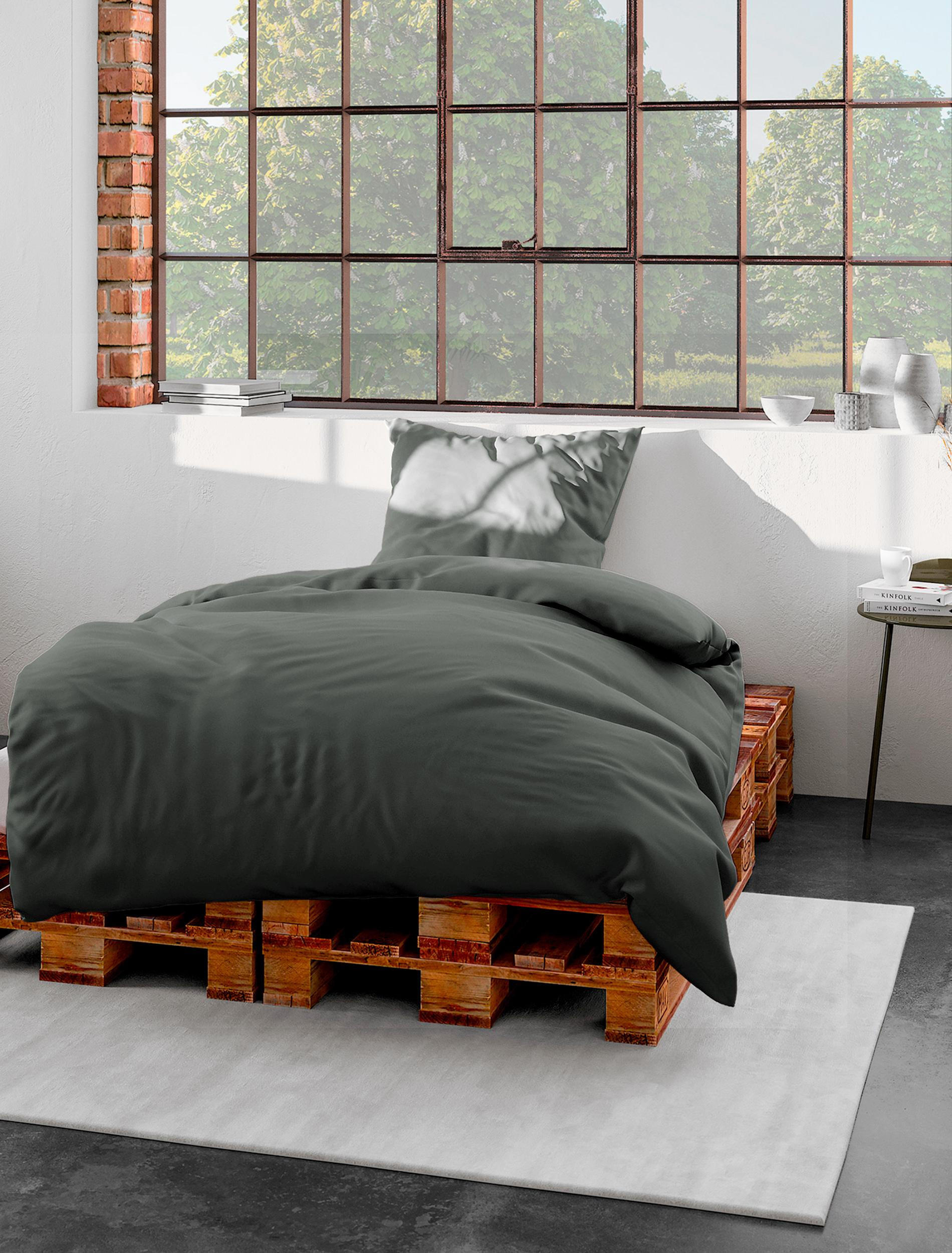 BETTWÄSCHE Biber 3000 - Schwarz, Textil (135/200cm) - Bierbaum