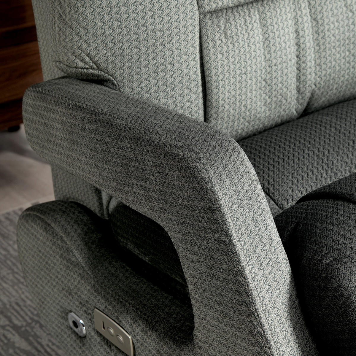 RECLINER-SESSEL DE-06395 elektrisch, 145° neigbar, USB Grau - Dunkelgrau, Textil/Metall (69/124/84cm) - ComfortXL