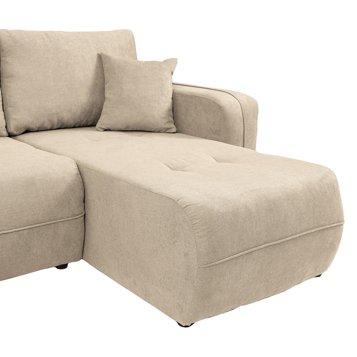 WOHNLANDSCHAFT - Creme/Schwarz, Kunststoff/Textil (312/82/145cm) - home24