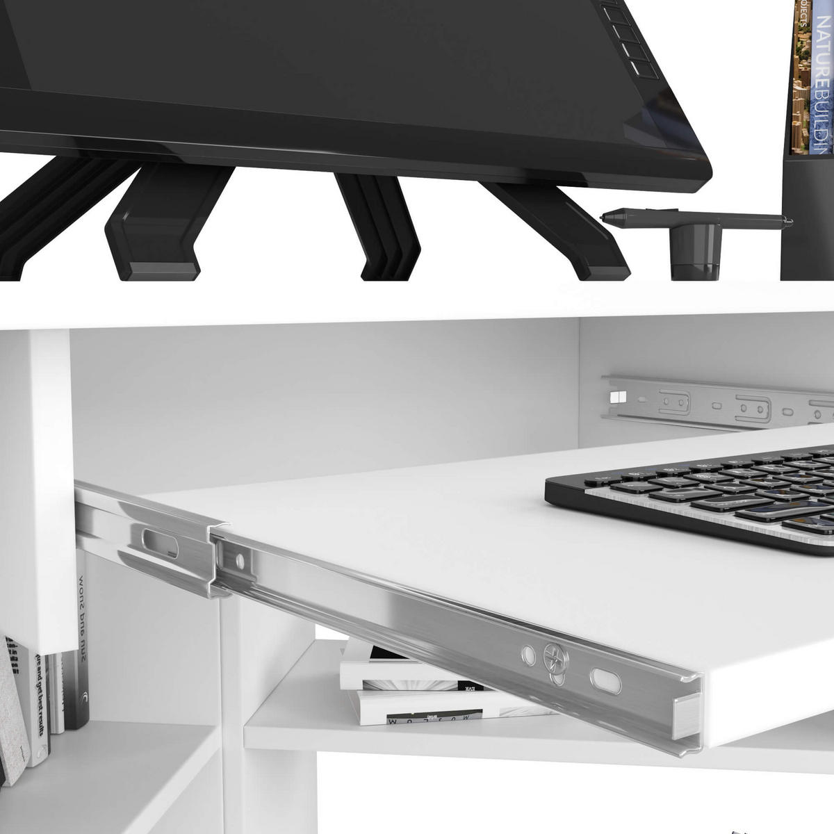 SCHREIBTISCH Weiß 74/80/80 - Weiß, Holzwerkstoff (80/80/74cm) - RAUMHIRSCH FURNITURE