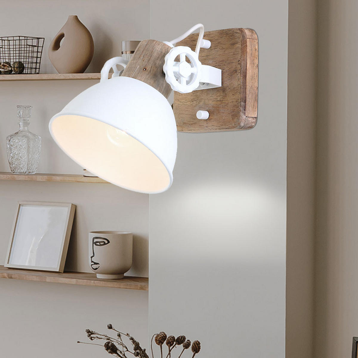 LED WANDLEUCHTE Eichenholz Weiß Metall - Weiß, Holz (9/3/11.5cm)