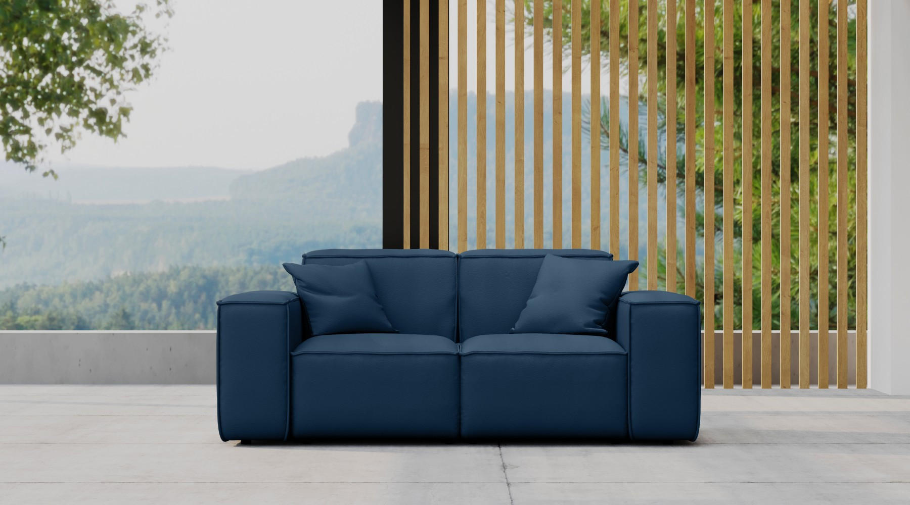 GARTENSOFA Gartenmöbel MALIBU 2 Sitzer Stoff Odyssey Marineblau - Blau, Holz (186/73/88cm) - Kaiser Möbel