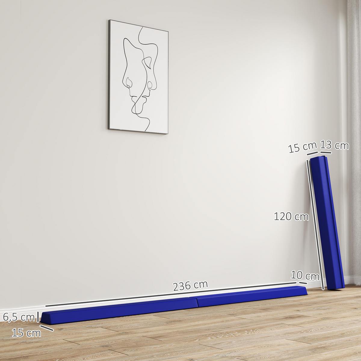 SCHWEBEBALKEN Karina Blau faltbar 2.4 m - Blau, Kunststoff (236/15/6.5cm) - Jamb