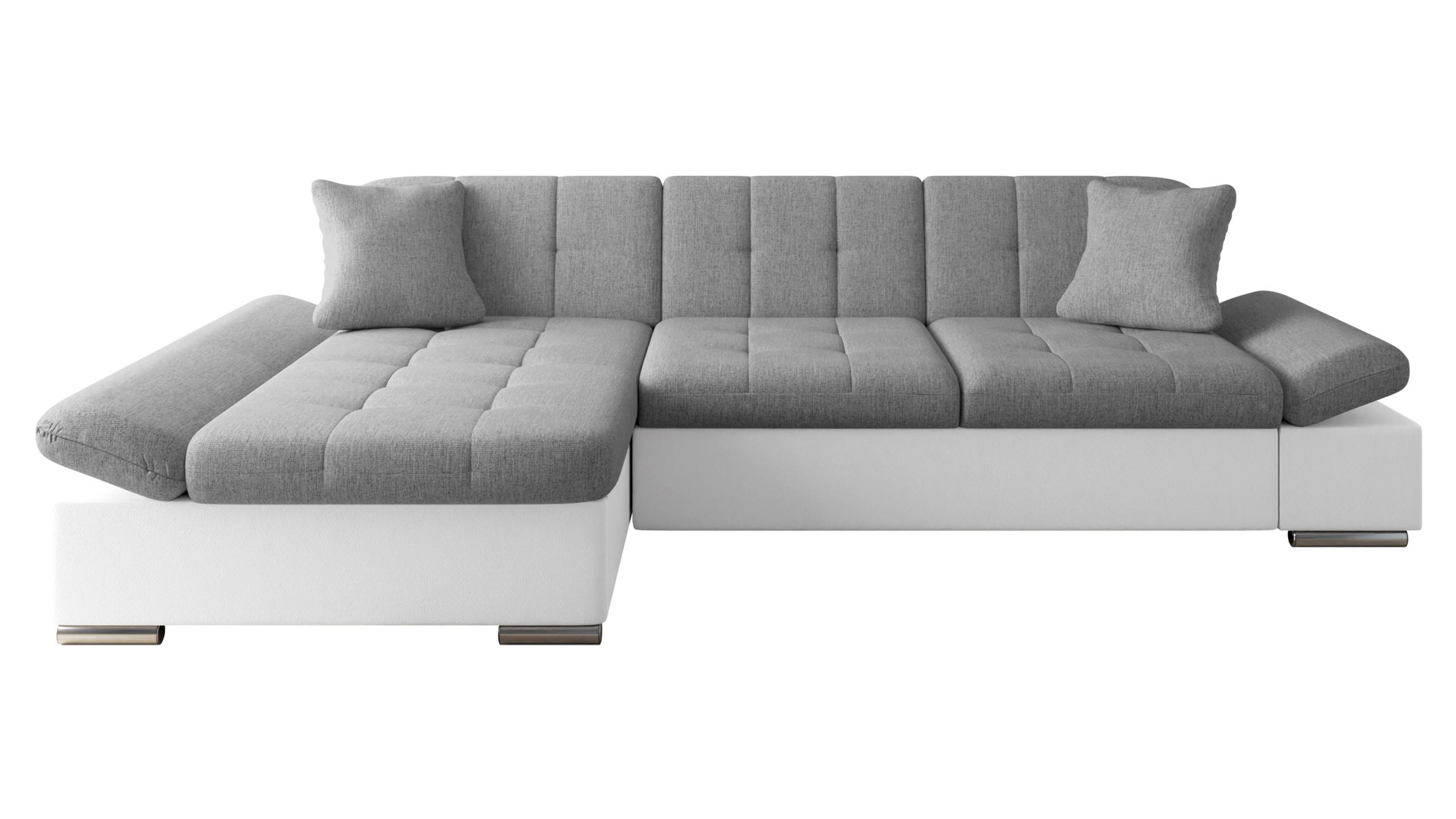 ECKSOFA Malwi, Seite: Links - Weiß/Grau, Holz/Textil (278/161cm) - MIRJAN24