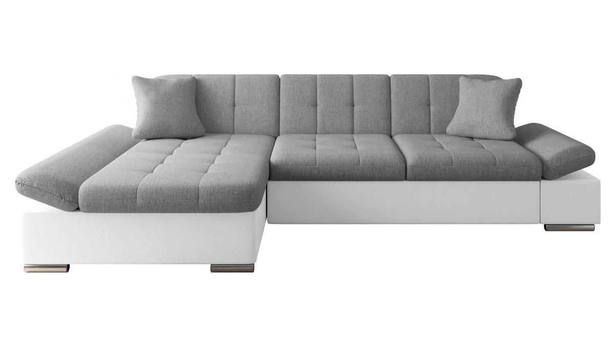 ECKSOFA Malwi, Seite: Links - Weiß/Grau, Holz/Textil (278/161cm) - MIRJAN24
