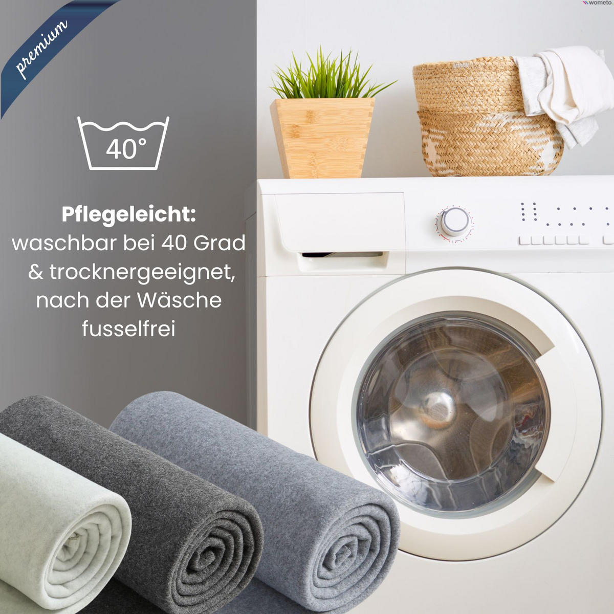 FLEECEDECKE 2er Set premium-line dunkelgrau 130/160 cm Ketteleinfassung Anti-Pilling - Dunkelgrau, Textil (130/160cm) - wometo
