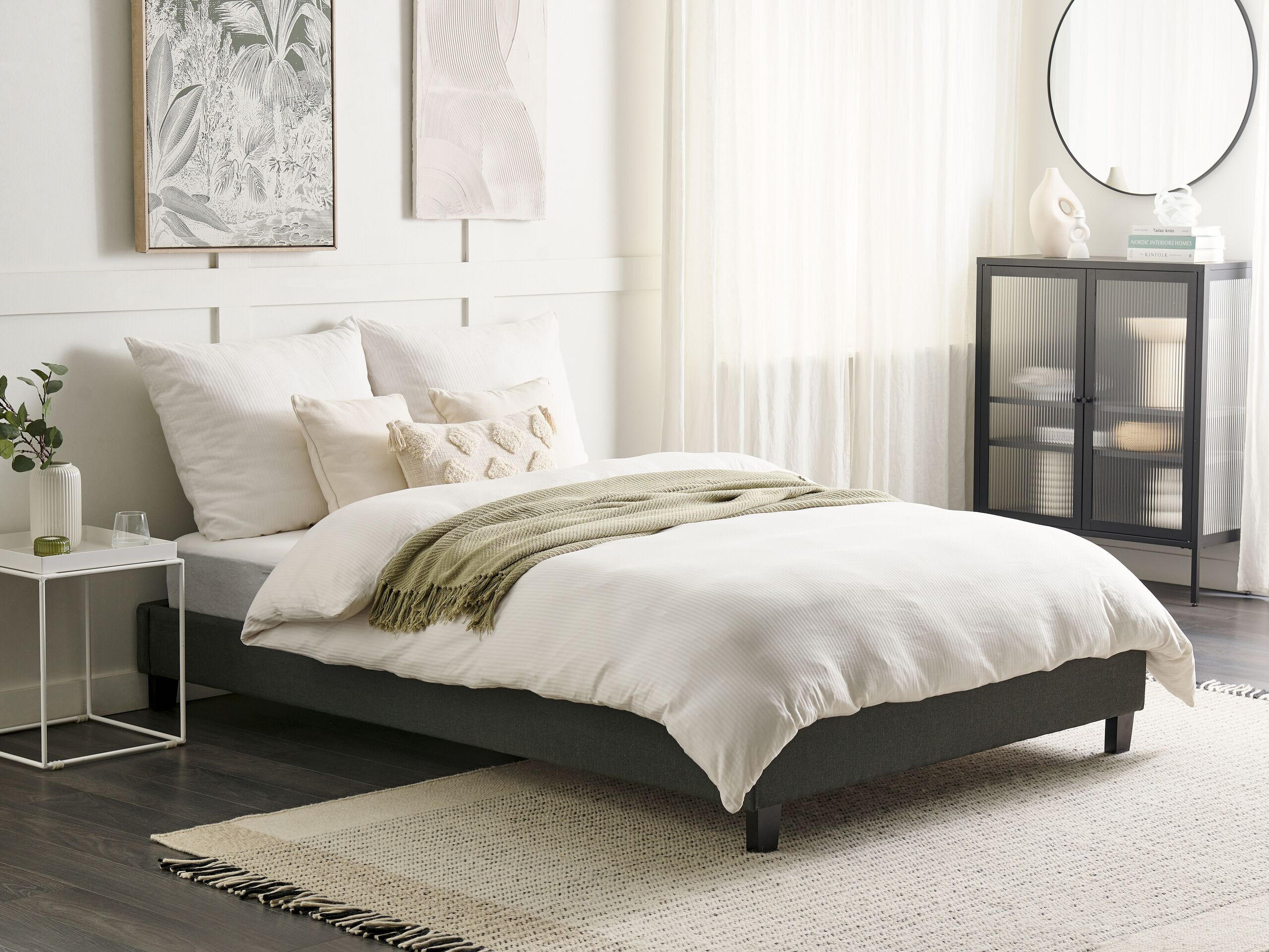 POLSTERBETT mit Lattenrost 140x200 cm Grau Roanne - Grau, Textil (140/200cm) - Beliani