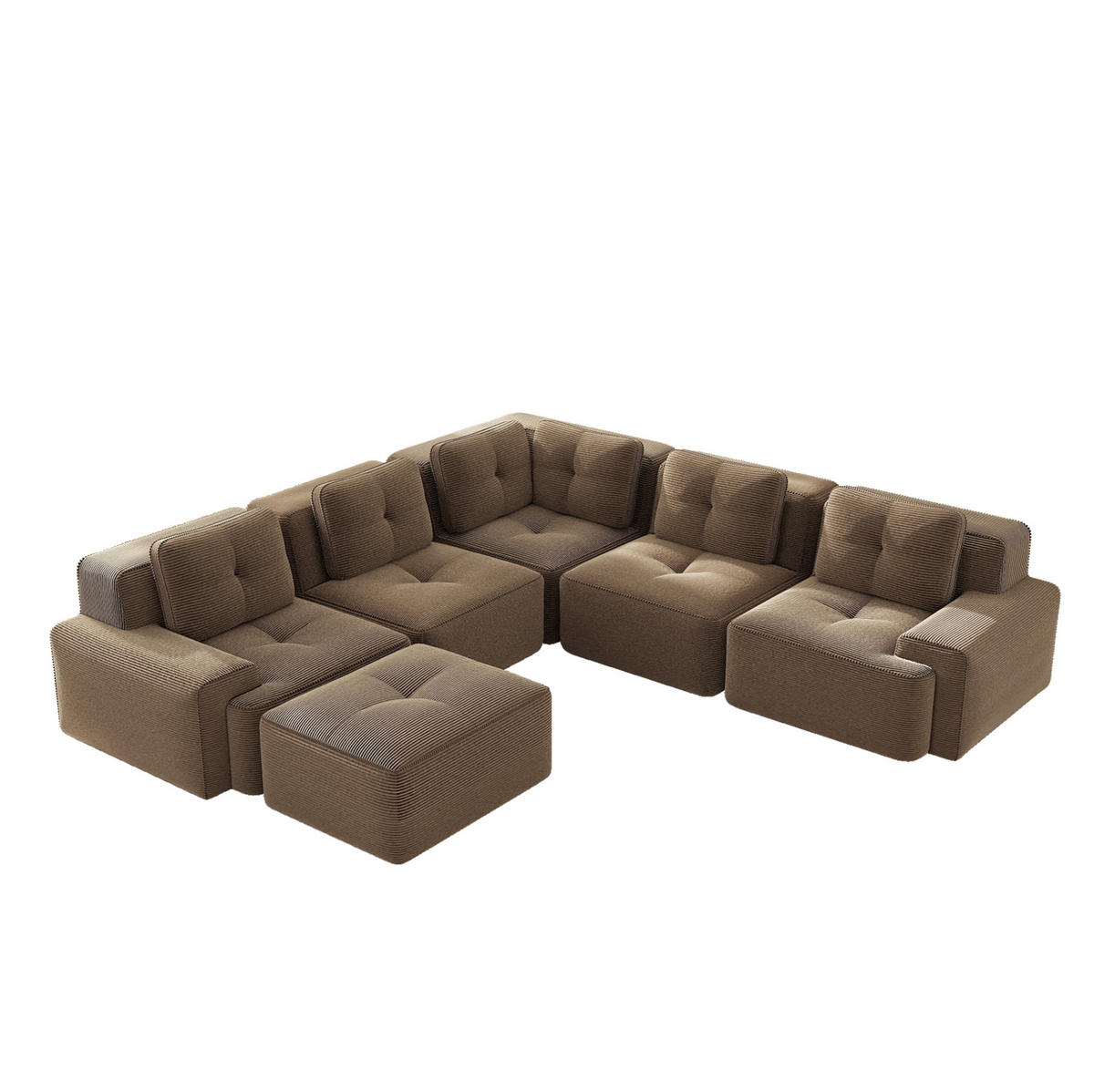 ECKSOFA 295/295/69 cm braun aus Cord mit rutschfestem Stand - Braun, Textil (295/295cm) - OKWISH