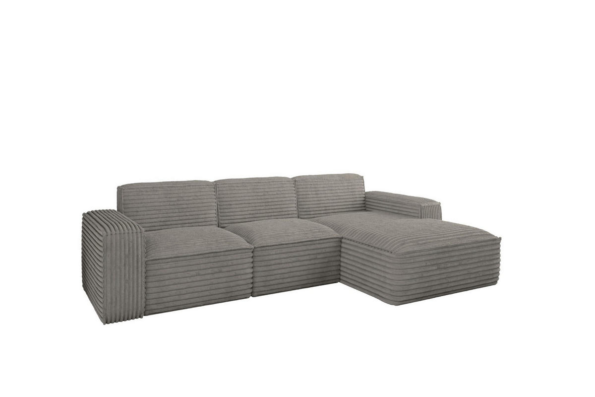 ECKSOFA L-Form Siena Stoff Velo Grau Rechts - Grau, Holz/Kunststoff (266/165cm) - Kaiser Möbel