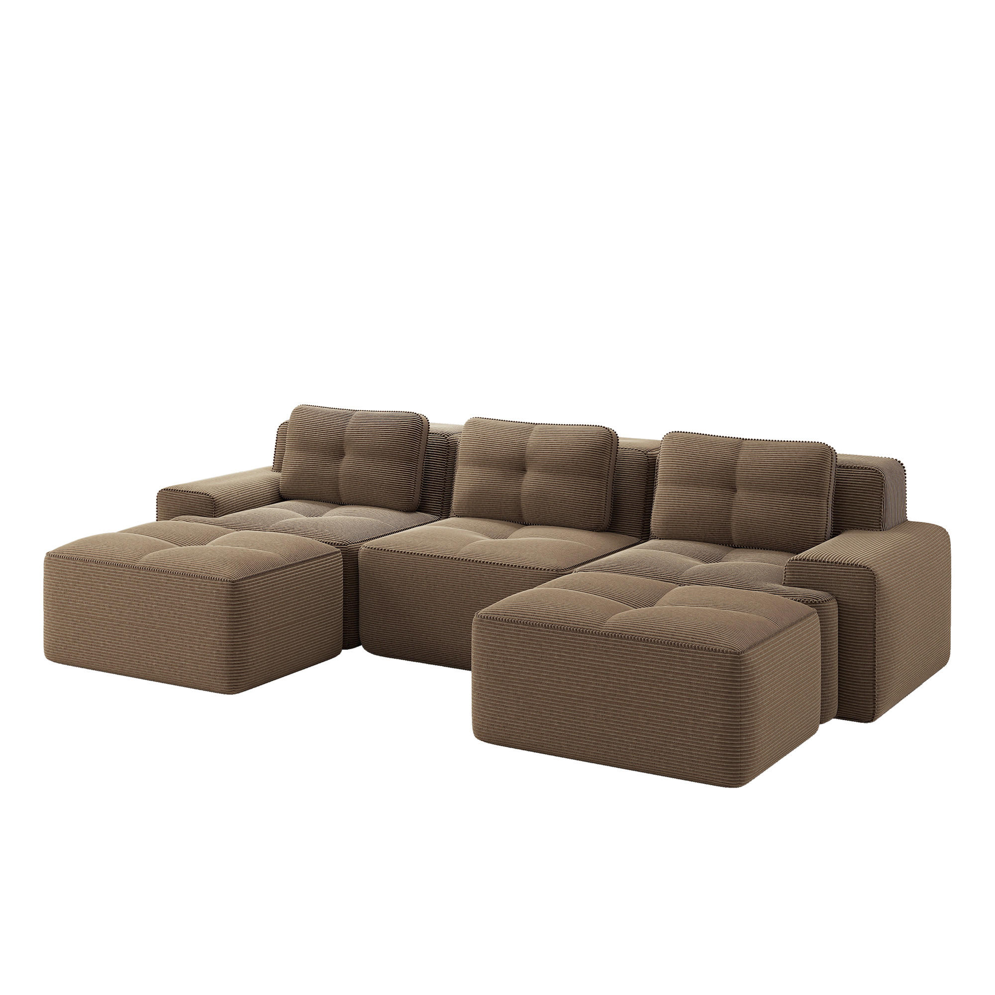 WOHNLANDSCHAFT Cord Braun modular - Braun, Textil (293/69/177cm) - WISHDOR