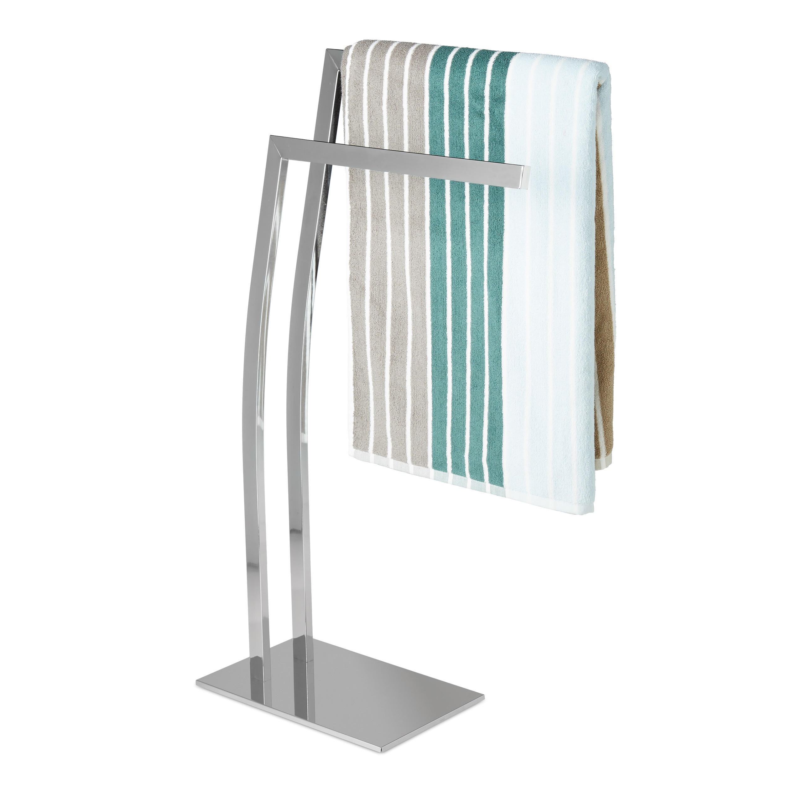 HANDDUKSST&Auml;LL Silver rostfritt st&aring;l 2-st&auml;nger 84x32 cm Silverf&auml;rgad 80/32/20 cm