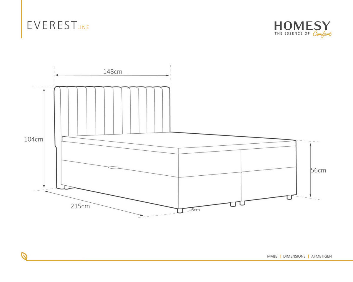 BOXBETT Everest grau 140 x 200 cm Doppelbett mit hochwertiger Bonell-Matratze und Topper - Dunkelgrau, Holz (140/200cm) - Homesy