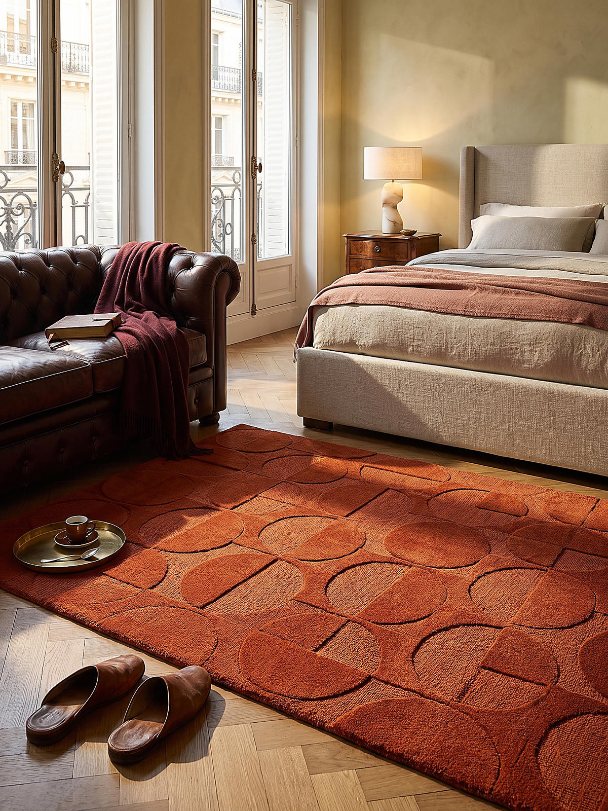 WOLLTEPPICH handgetuftet DEBEN, Kreis-Geometrie, Terrakotta, 200 x 290 cm - Orange, Textil (200/290cm) - KADIMA DESIGN