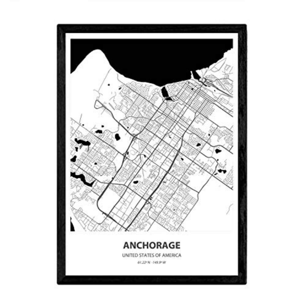 POSTER Karte Von Anchorage - Usa A3 Rahmenlos - Klar, Papier (29.7/5/42cm) - Nacnic