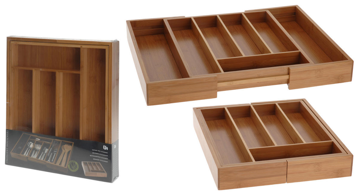 BESTECKSCHUBLADENEINSATZ Bambus Braun 34/28/5 cm Holz - Braun, Holz (28/5/34cm) - Mondex