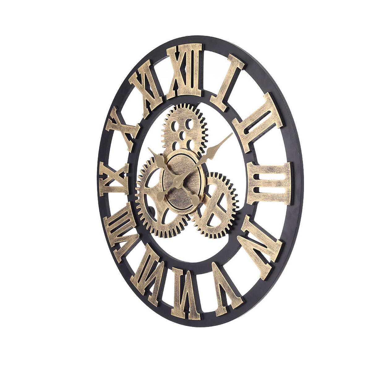 WANDUHR 58 cm Durchmesser Industrie-Stil MDF Gold - Goldfarben, Holzwerkstoff (58/4.5/58cm) - Livingandhome