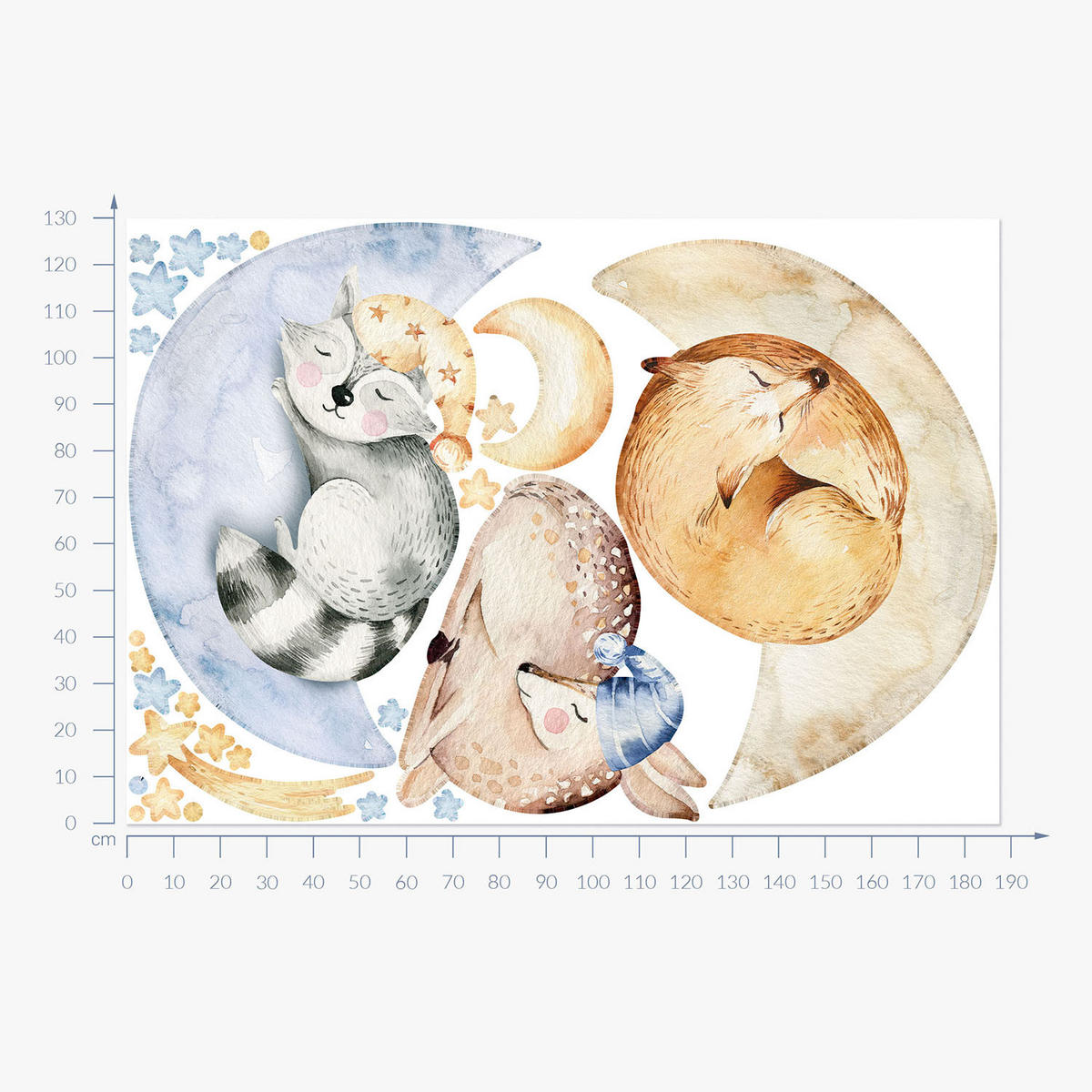 WANDAUFKLEBER 130x187cm - Schlafende Tiere - Multicolor, Kunststoff (130/187/0.1cm) - Wallfluent