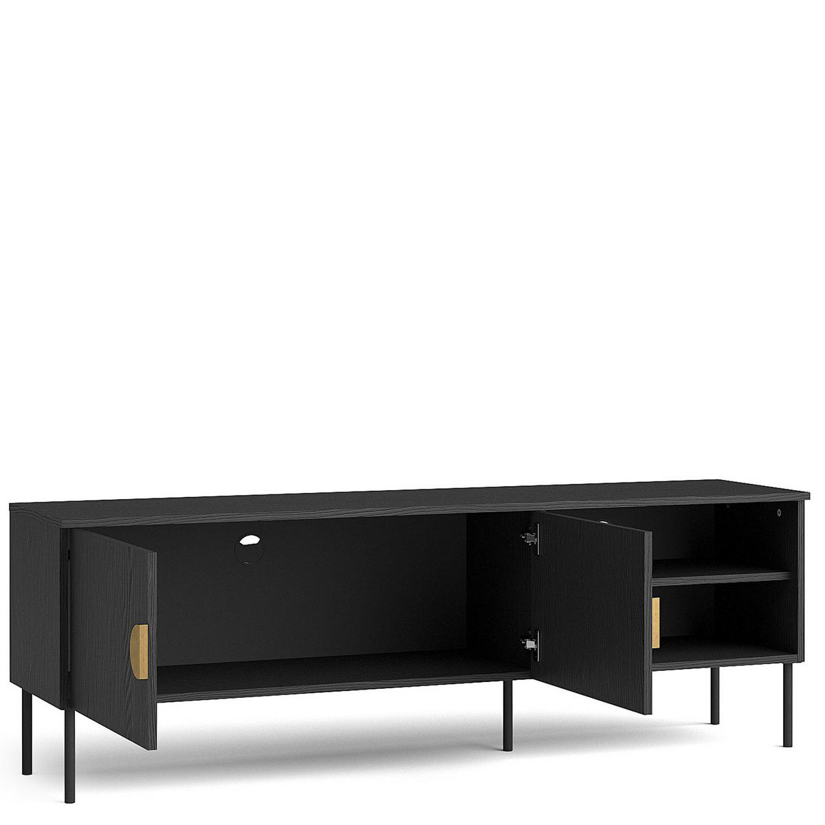 TV-LOWBOARD VIDIS Holzstruktur - Schwarz, Holzwerkstoff (160/54/40cm) - KONSIMO®