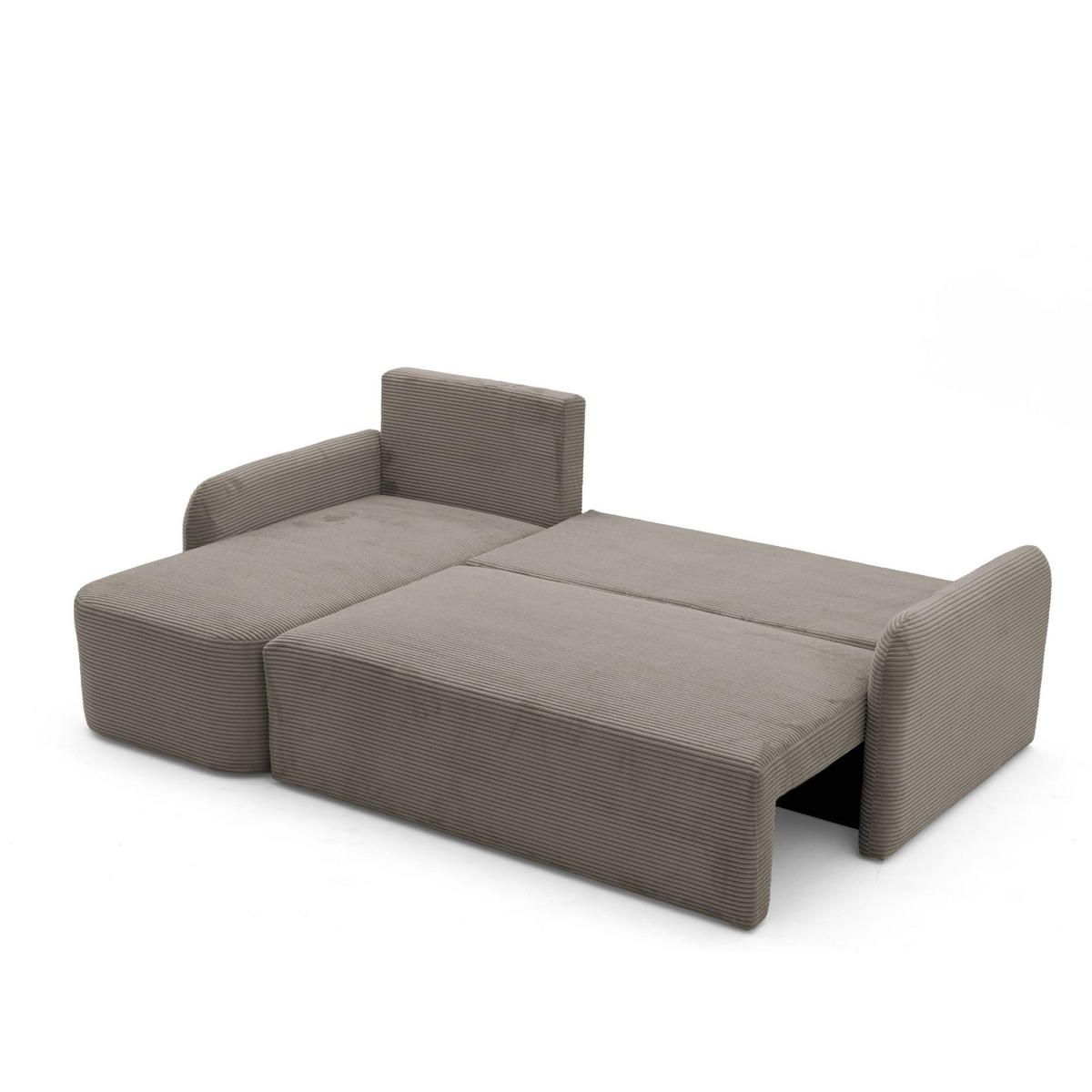 ECKSOFA CASPER L Links mit Schlaffunktion 132x198 Cord Hellbraun - Hellbraun/Schwarz, Holz/Kunststoff (217/145cm) - NACANAPA