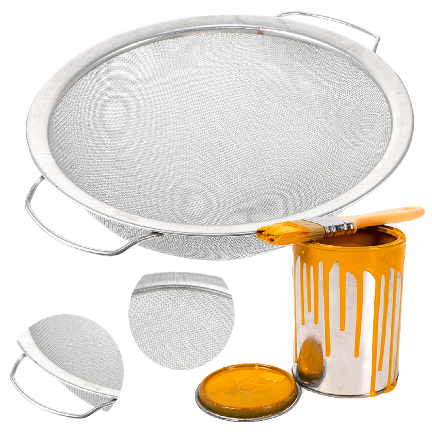 FARBSIEB, Ø 290 mm, Ø 345 mm mit Griffen, Höhe 90 mm, 60 mesh, Edelstahl - Multicolor, Kunststoff/Metall
