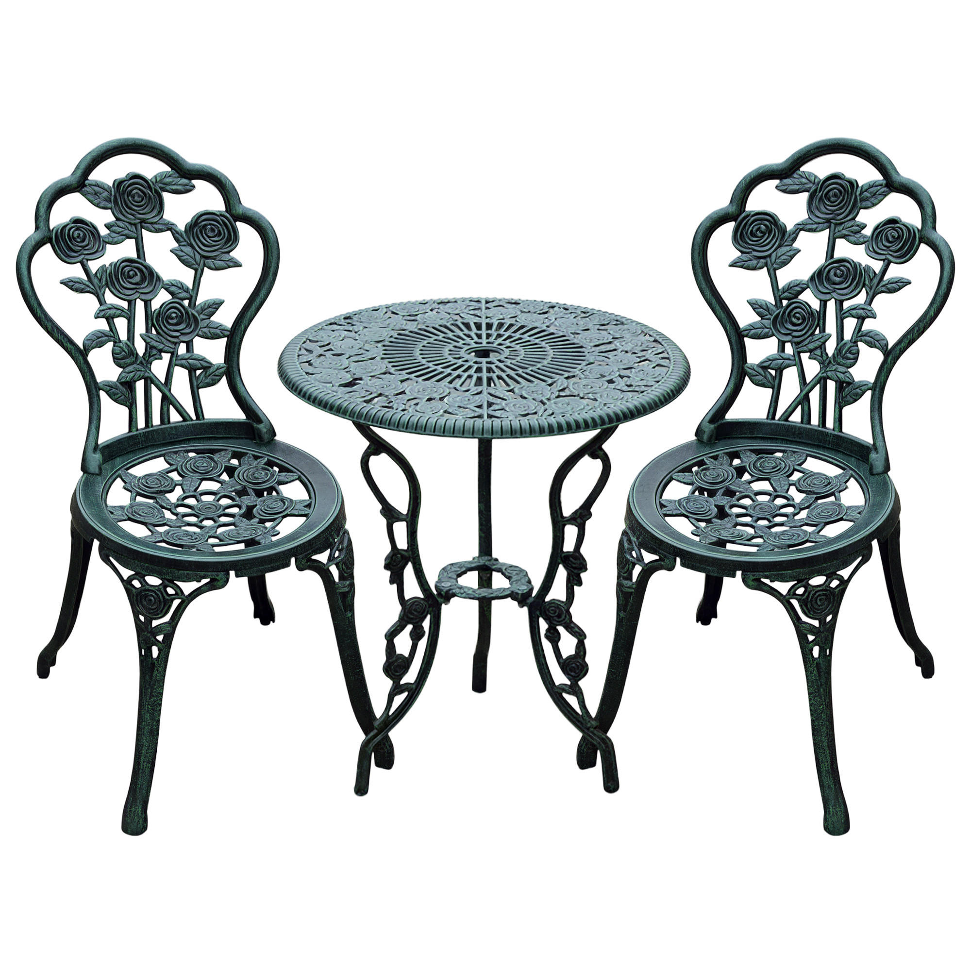 BISTROSET DE-07353 aus Gussaluminium für 2 Personen Antik Grün - Grün, Metall - ComfortXL