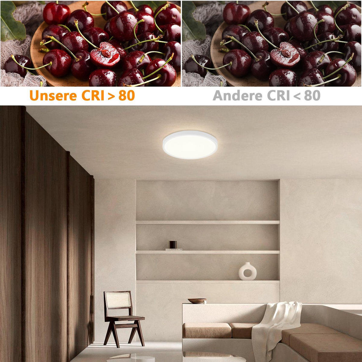 LED-DECKENLEUCHTE Berlin 22 cm - Weiß, Kunststoff (22/22/2.5cm) - Nettlife