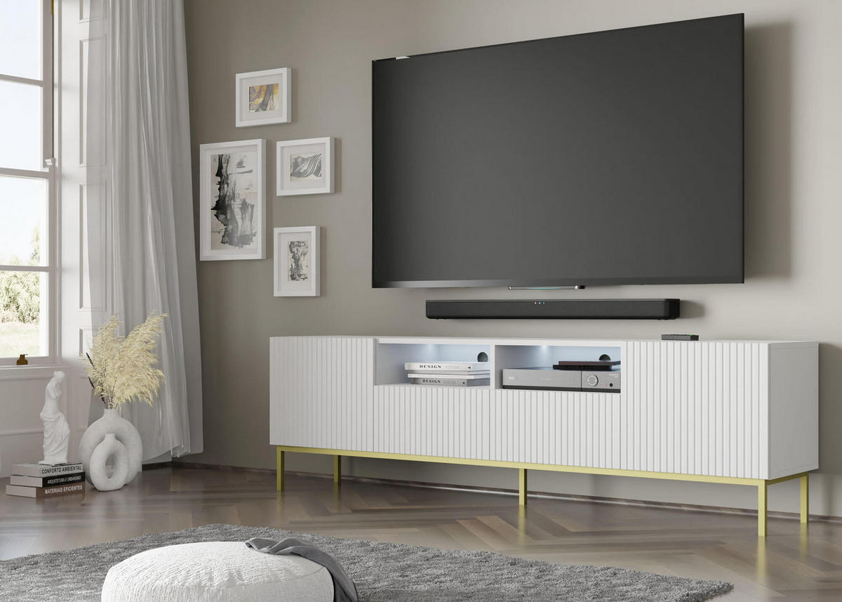 TV-LOWBOARD WEIß - Weiß, Holzwerkstoff (200/58/42cm) - FURNLUX
